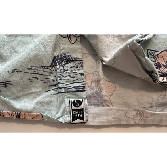 Salty Crew Button Shirt XL Tropic Sails Nautical Floral Outdoor Blue Short Sleev - Picture 4 of 12